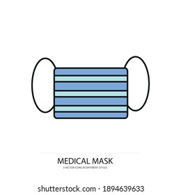 icono de tipo vectorial de máscara médica