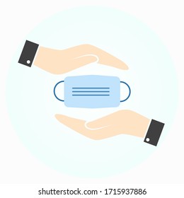 Medical masks and gloves as an element of protection against coronavirus. Hand drawn sketch style. Coronavirus bacteria. Vector background. Image isolated.