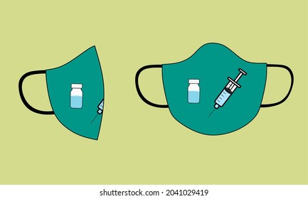 Medical masks with injection motifs with bottles, suitable for use during the pandemic