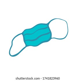 medical masks isolated on a white background in a Doodle style.Doodle-style medical mask isolated on a white background