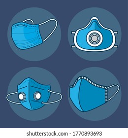 medical masks respiratory accessories for covid19 protection vector illustration design