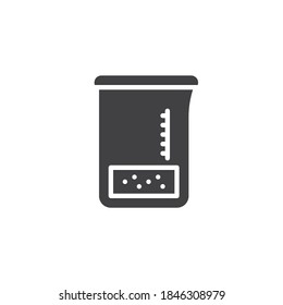 Icono vectorial de taza medidor médico. signo plano relleno para concepto móvil y diseño web. Icono de glifo de vaso medidor de laboratorio. Símbolo, ilustración del logotipo. Gráficos vectoriales