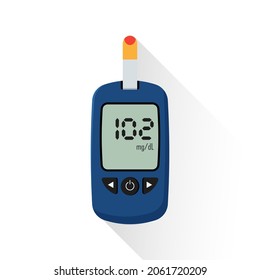 Medical measuring device icon, testing blood glucose vector  
