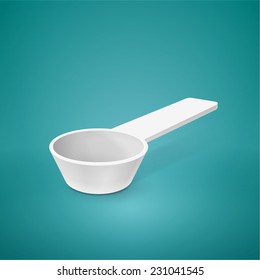 Medical Measuring Spoon Isolated On Turquoise Background. Vector Illustration.