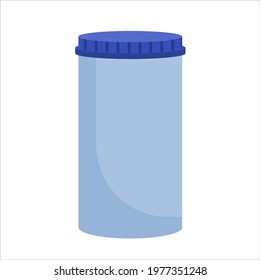 Medical medication tablets in Jar are isolated on white background. Remedy for pain. Tablets and capsules the package. Vector illustration in a flat style.