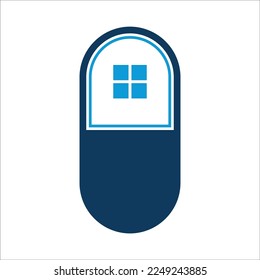 medical medicine capsule with home logo symbol icon vector graphic design illustration idea creative