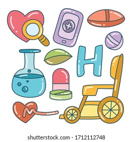 medical and medicine concept icons set color theme