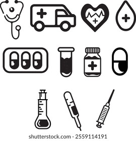 medical and medicine elements vector art