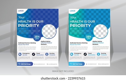 Medical Medicine Health Care Flyer and post banner template with photo