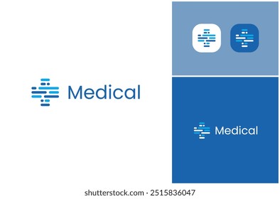 Medicina médica Hospital de salud Línea punteada Abstractas Tecnología de datos Vector Diseño de logotipos Ilustración