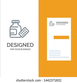 Medical, Medicine, Science Grey Logo Design and Business Card Template