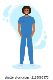 Medical Men Character In Standing Pose. Doctor Or Nurse Cartoon Character. Medical Staff Concept In Hospital Or Clinic. 