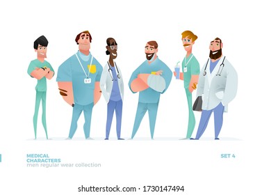 Medical Men Characters in Standing Pose. 