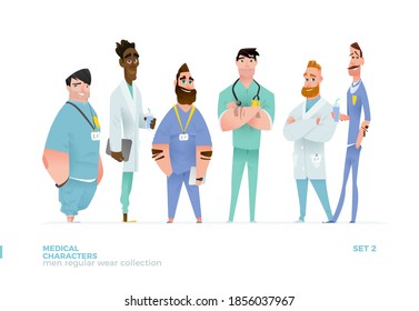 Medical Men Characters in Standing Pose. 