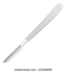 Medical metal scalpel on white background