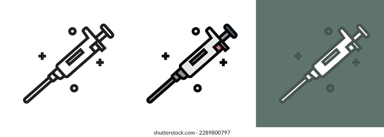 Medical Micropipette Icon, This icon represents a micropipette commonly used in medical laboratories for accurate measurement and transfer of small volumes of liquid samples.