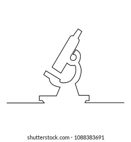 A medical microscope is drawn by single black line white background  One  line drawing  Continuous line  Vector Eps10