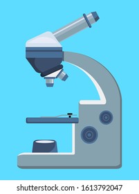 Medical microscope flat icon. Measuring equipment for science researching lab. Molecular engineering instrument vector sign for experimental biology or medicine.