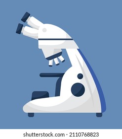 Medizinisches Mikroskop-Flachsymbol Messgerät für wissenschaftliche Forschung im Labor. Molekulares Ingenieurinstrument, Vektorzeichen für experimentelle Biologie oder Medizin.