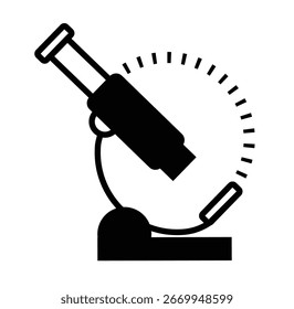 Icono médico del microscopio, en fondo transparente, diseño de línea plana, Ilustración vectorial