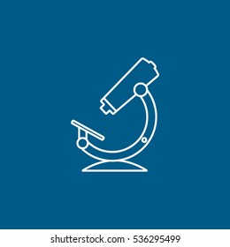 Medical Microscope Line Icon On Blue Background