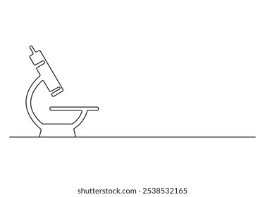 Um microscópio médico um desenho de linha contínua. Equipamento médico de microscópio de arte de linha única. Ilustração vetorial