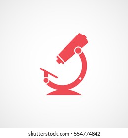Medical Microscope Red Flat Icon On White Background