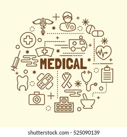 medical minimal thin line icons set, vector illustration design elements