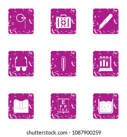 Medical mixture icons set. Grunge set of 9 medical mixture vector icons for web isolated on white background