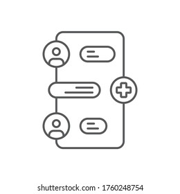 Medical mobile chat vector icon symbol isolated on white background