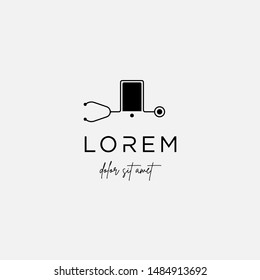 medical mobile phone vector logo design illustration