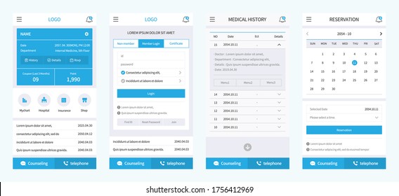 Medical Mobile Template for Hospital Reservation, Personal Data Inquiry
