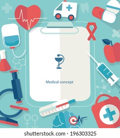 Medical mobile UI applications graphic user interface flat icons set. Medical concept. Flat design vector illustration. 