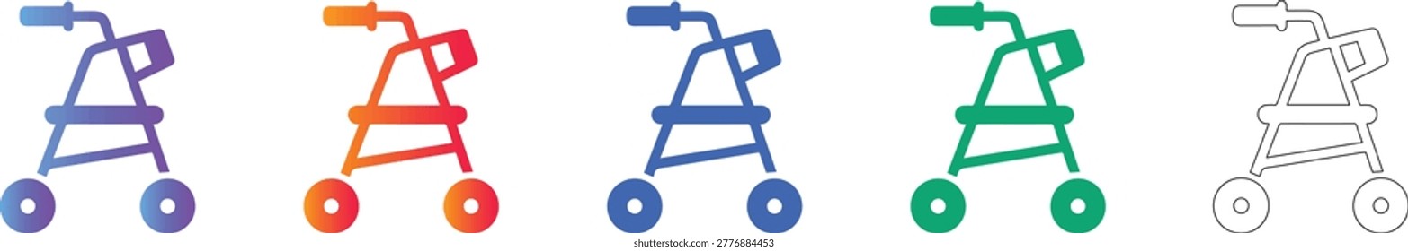 Medical Mobility Walker Vector Icons vol 2467