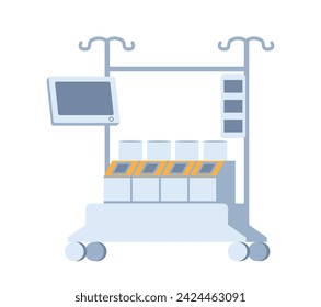 Medical modern equipment concept. Medicine and diagnostic apparatus. Health care and treatment, diagnosis. Instrument for hospital. Cartoon flat vector illustration isolated on white background