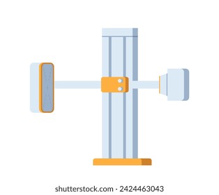 Medical modern equipment concept. Xray machine, radiography. Health care and treatment, diagnosis. Template and layout. Cartoon flat vector illustration isolated on white background