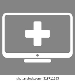 Medical Monitor vector icon. Style is flat symbol, white color, rounded angles, gray background.