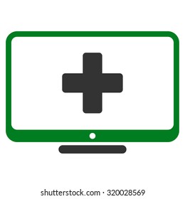 Medical Monitor vector icon. Style is bicolor flat symbol, green and gray colors, rounded angles, white background.