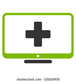 Medical Monitor vector icon. Style is bicolor flat symbol, eco green and gray colors, rounded angles, white background.