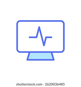 Ícone do Sistema de Monitoramento Médico Exibindo Dados de Pulsação na Tela do Computador com Análise de Sinais Vitais