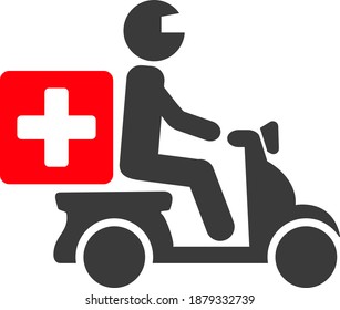 Medical motorbike icon with flat style. Isolated vector medical motorbike icon image on a white background.