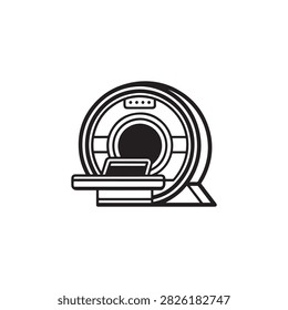 Medical MRI machine with patient lying inside ring