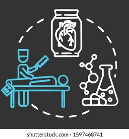 Medical museum chalk concept icon. Anatomy exhibition. Body dissection and organ examination. Chemistry research. Scientific exposition idea. Vector isolated chalkboard illustration