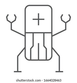 Medical nanobots thin line icon, technology and medical, nanorobot sign, vector graphics, a linear pattern on a white background, eps 10