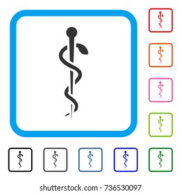 Medical Needle icon. Flat gray pictogram symbol inside a light blue rounded square. Black, gray, green, blue, red, orange color versions of Medical Needle vector.
