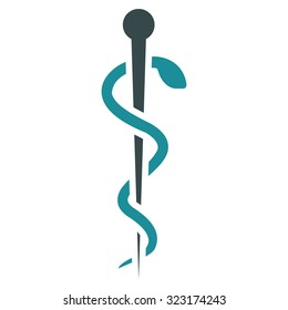 Medical Needle vector icon. Style is bicolor flat symbol, soft blue colors, rounded angles, white background.