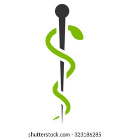 Medical Needle vector icon. Style is bicolor flat symbol, eco green and gray colors, rounded angles, white background.