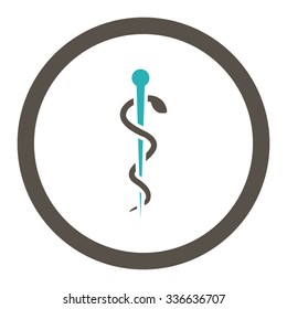 Medical Needle vector icon. Style is bicolor flat rounded symbol, grey and cyan colors, rounded angles, white background.