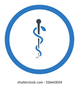 Medical Needle vector icon. Style is bicolor flat rounded symbol, smooth blue colors, rounded angles, white background.