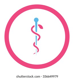 Medical Needle vector icon. Style is bicolor flat rounded symbol, pink and blue colors, rounded angles, white background.